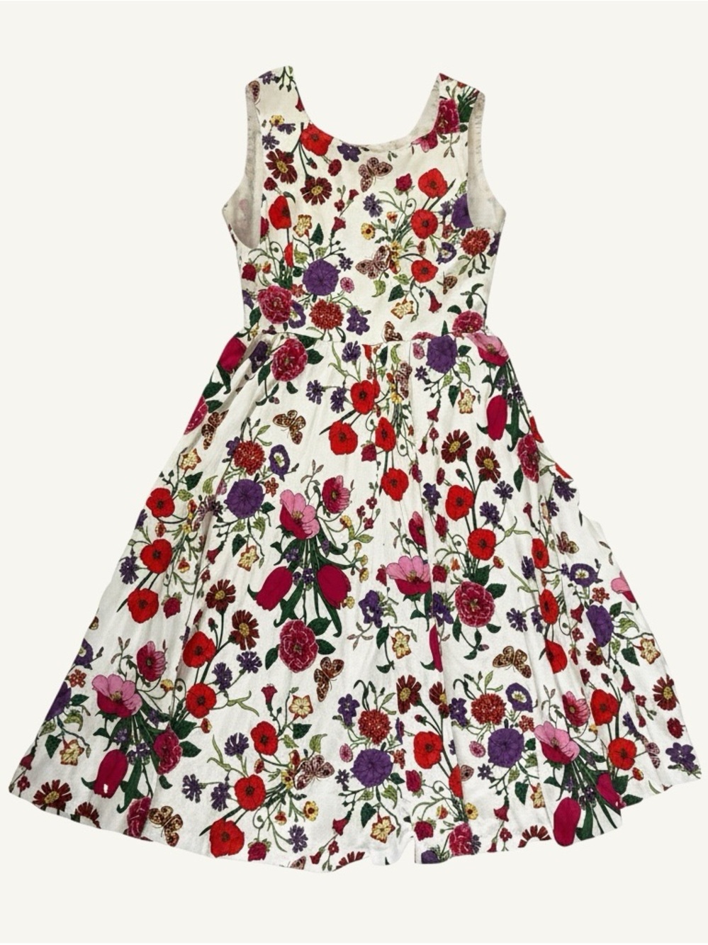 Vintage Adrienne Vittadini Floral Midi Dress A Line Cotton 12